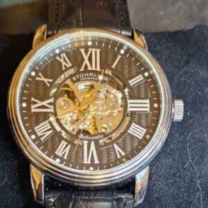 Stuhrling CAL ST-90050 Automatic Skeleton Men's Self Wind Leather Strap Watch